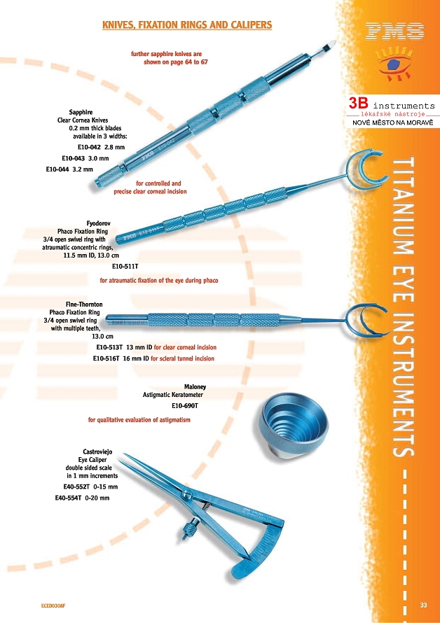 KNIVES, FIXATION RINGS AND CALIPERS