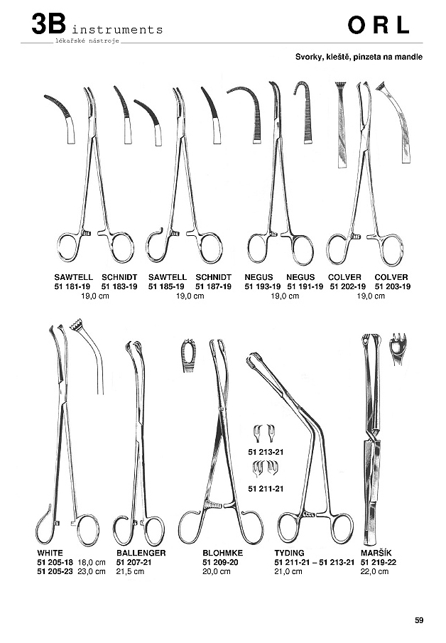 Svorky, kliešte, pinzeta na mandle