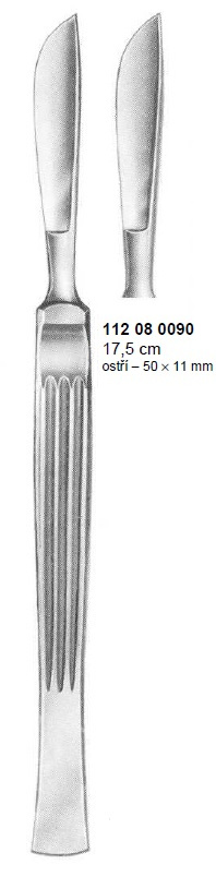 Skalpel s plochým držadlom, bruškatý, 50x11 mm