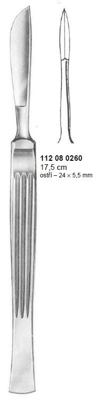 Skalpel s dlhým krčkom, dvojbritý, 172 mm