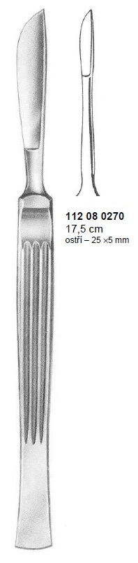 Skalpel s dlhým krčkom, bruškatý, 175 mm