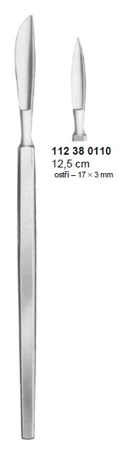 Skalpel očný hrotnatý, 17 mm